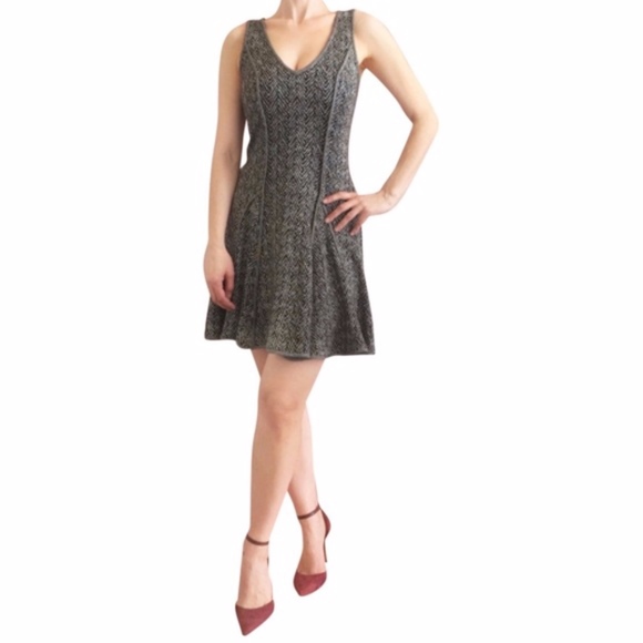 Black Halo Dresses & Skirts - ✨sold✨ black halo • herringbone fit flare knit dress